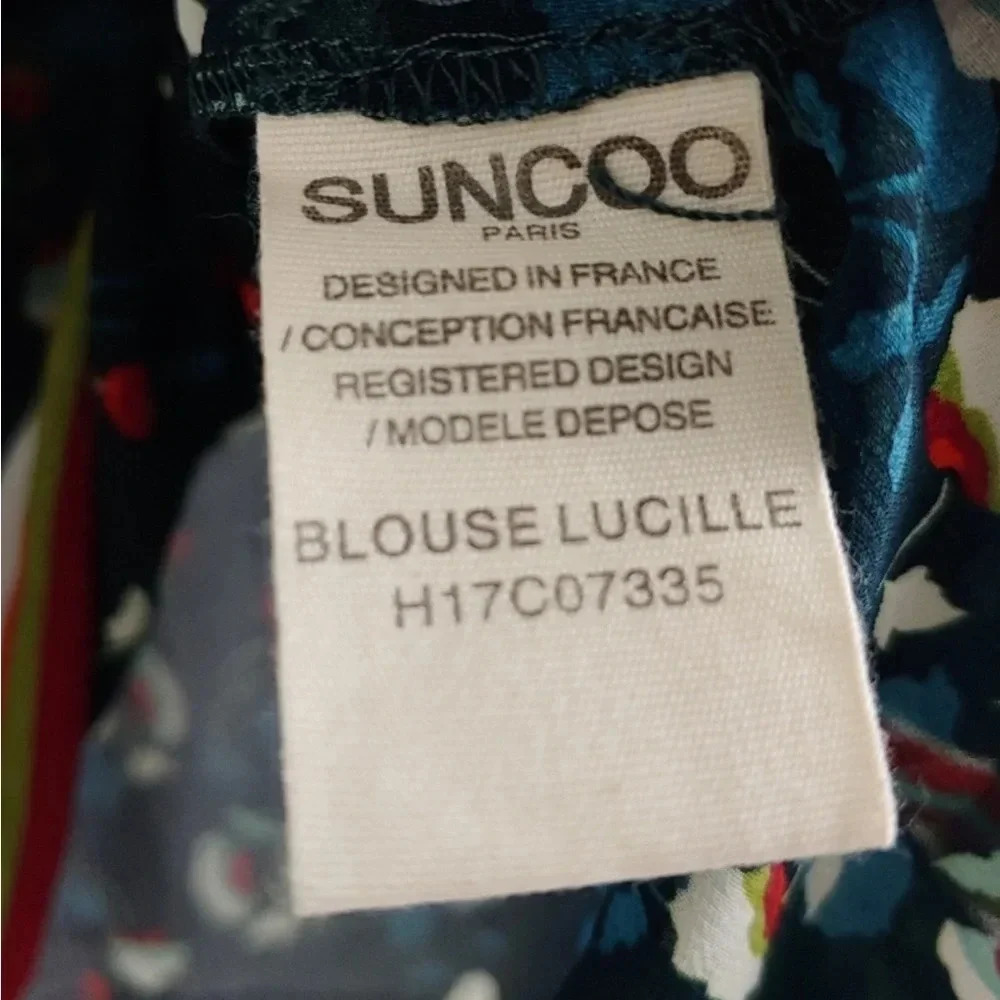 Suncoo Paris Lucille tunic top blouse navy‎ blue floral size T2 or medium - Picture 8 of 9
